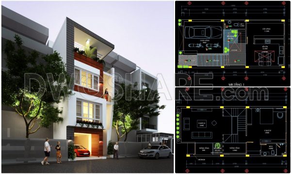 2 years ago
                

                
             2,136276. CAD design drawings for a 4-story townhouse with dimensions of 6.1m x 13.2m