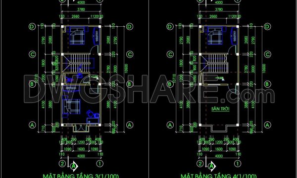 2 years ago
                

                
             853278. CAD design drawings for a 4-story townhouse with dimensions of 4m x 10m