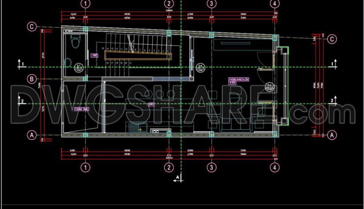 279. CAD design drawings for a 5-story townhouse with dimensions of 5.5m x 11.6m