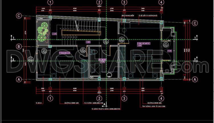 279. CAD design drawings for a 5-story townhouse with dimensions of 5.5m x 11.6m