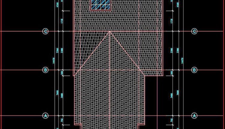 280. CAD design drawings for a 3-story townhouse with dimensions of 7m x 14.3m