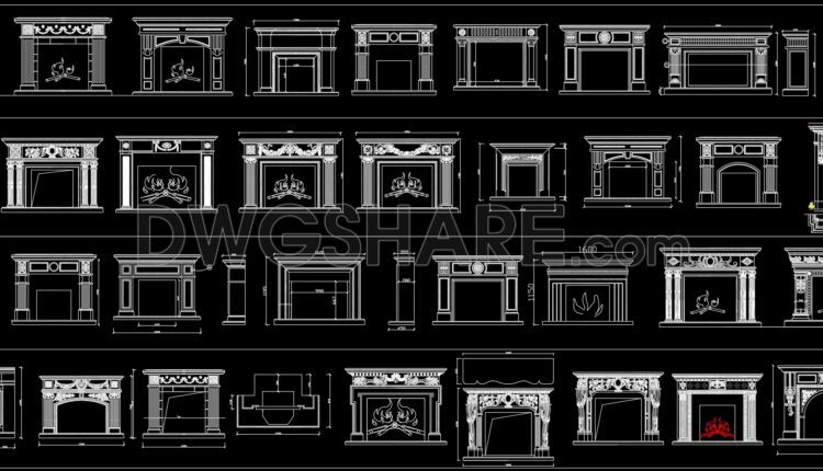 48. Download CAD drawings of various European fireplaces