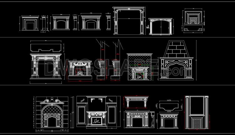 50. Download CAD drawings of various European fireplaces