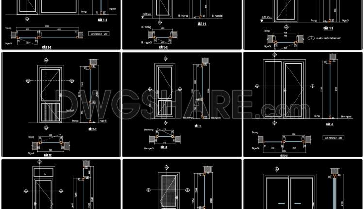 523. Download the CAD library of 40 door and window drawings from Euro Windows