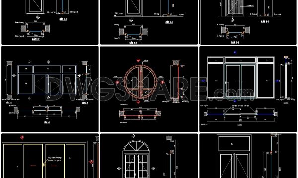 523. Download the CAD library of 40 door and window drawings from Euro Windows