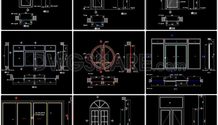 523. Download the CAD library of 40 door and window drawings from Euro Windows