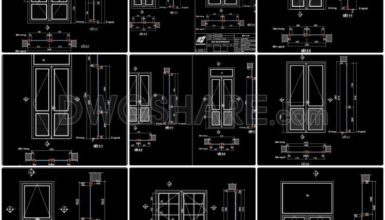 523. Download the CAD library of 40 door and window drawings from Euro Windows