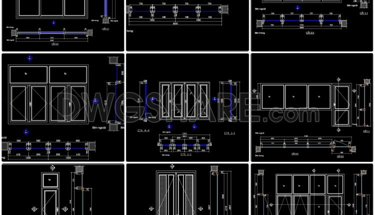 524. Download the CAD library of 40 door and window drawings from Euro Windows