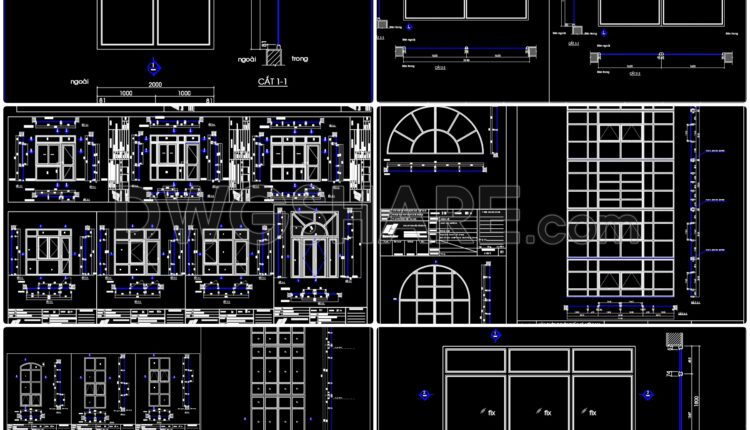 525. Download the CAD library of 22 door and window drawings from Euro Windows