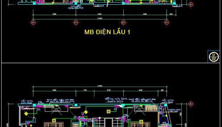 56. CAD drawings for detailed electrical designs for a 4-story townhouse