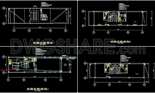 2 years ago
                

                
             1,63658. CAD drawings detailing the design of water supply and drainage systems for a 3-story townhouse 4m x 13m