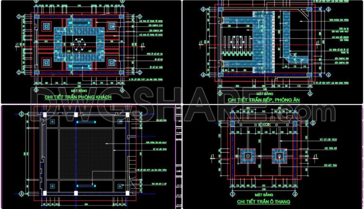 75. Detailed CAD drawings for the ceiling layout design