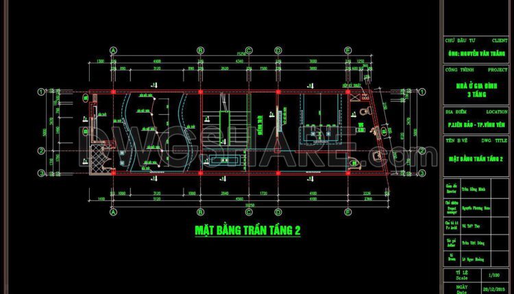77. Detailed CAD drawings for the ceiling layout design of a 3-story townhouse