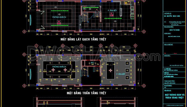 78. Detailed CAD drawings of the ceiling and floor for a 2-story residential house