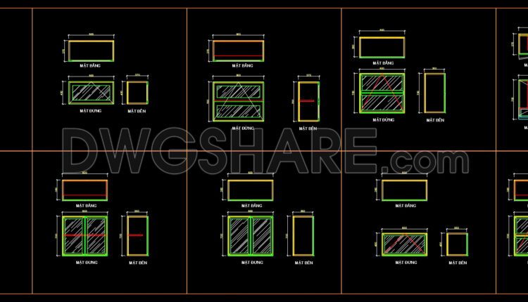 98.CAD technical drawings of kitchen cabinets for the house
