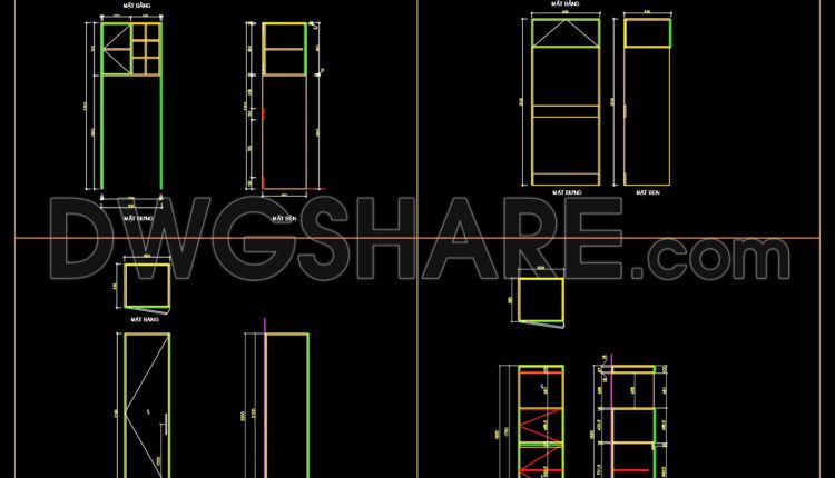 98.CAD technical drawings of kitchen cabinets for the house