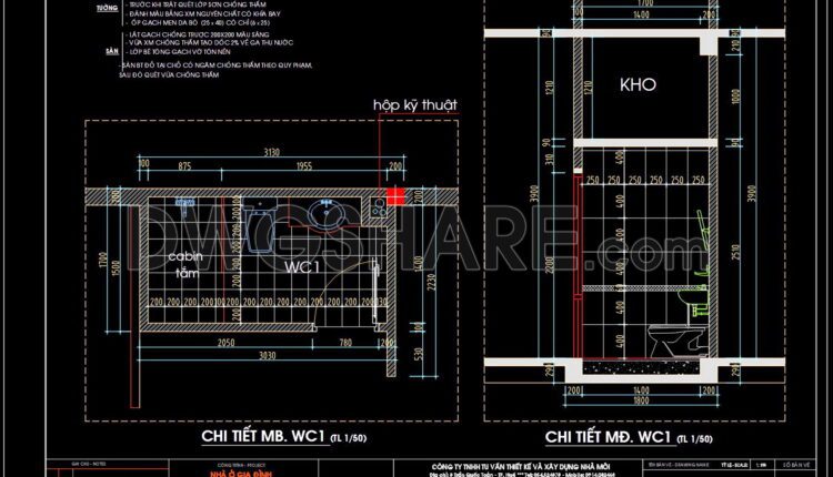184. WC Layout Plan and elevations details CAD drawings download