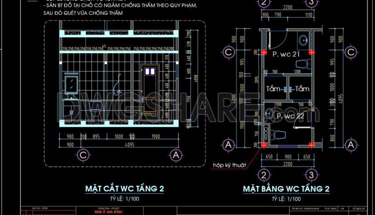 187. WC Layout Plan and elevations details CAD drawings download