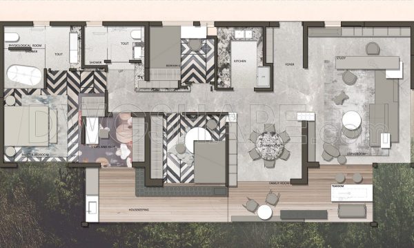 2 years ago
                

                
             1,923203. Functional floor plan CAD drawing of an apartment with an area of 175m2
