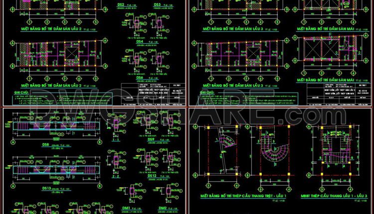 227. Structural Drawings Of 3-Story House A Complete Project 5.8mx17.1m For Download