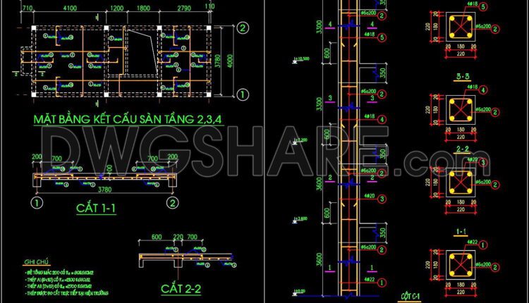 230. Structural Drawings Of 4-Story House A Complete Project 4m x 10.7m For Download