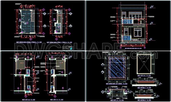2 years ago
                

                
             1,027251. Download detailed CAD drawings of the elevation, glass roof lighting details, and balcony details for a townhouse