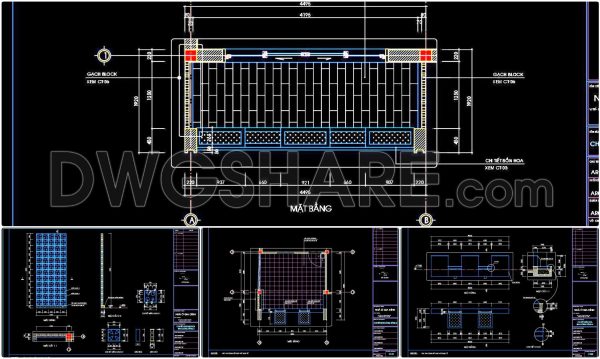 253. Download detailed CAD drawings of flower beds and balcony details for a townhouse
