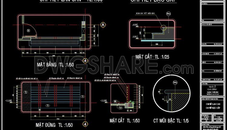 260. Detailed CAD drawings of skylight roofs and balcony railings for a townhouse