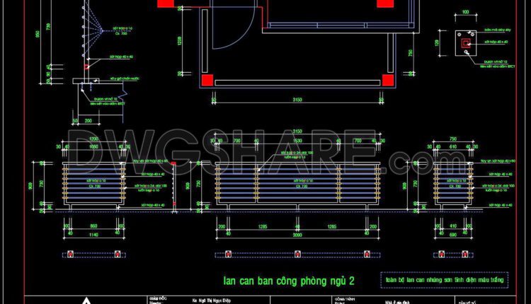 266. Detailed architectural CAD drawings of balconies