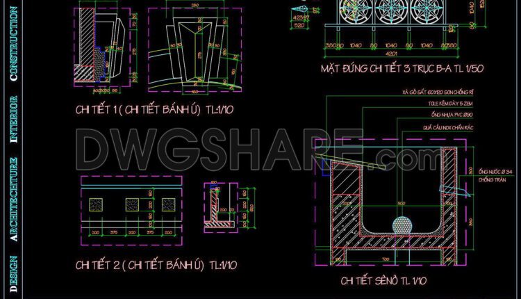 268. CAD detailed drawings of vertical facade wall sections for townhouses
