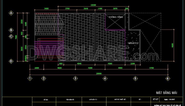 281. CAD design drawings for a 3-story townhouse with dimensions of 7m x 20m