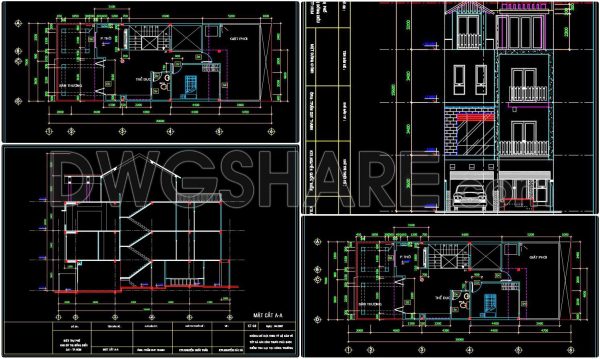 2 years ago
                

                
             882281. CAD design drawings for a 3-story townhouse with dimensions of 7m x 20m