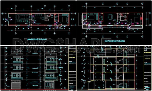 2 years ago
                

                
             825282. CAD design drawings for a 4-story townhouse with dimensions of 4m x 17.6m