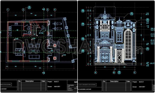 2 years ago
                

                
             3,391283. CAD design drawings for a 2-story townhouse with dimensions of 8m x 14m
