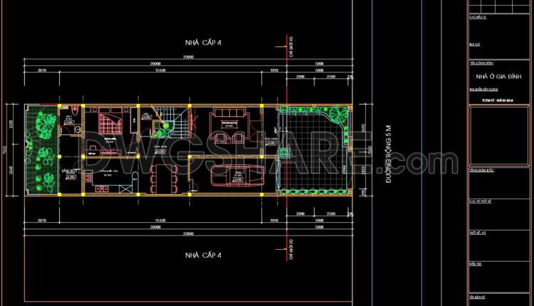 284. CAD design drawings for a 3-story townhouse with dimensions of 7m x 16.8m