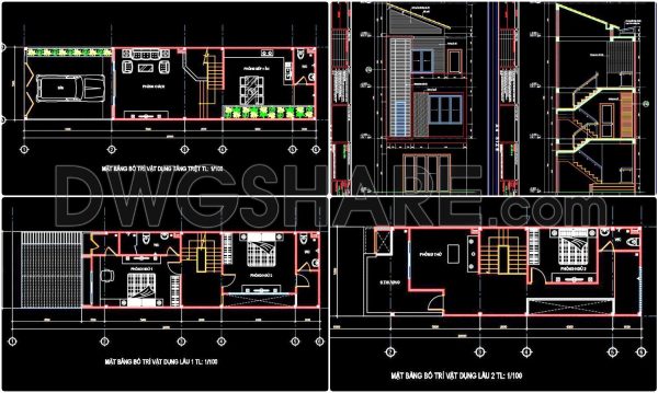 2 years ago
                

                
             1,056285. CAD design drawings for a 3-story townhouse with dimensions of 5m x 20m