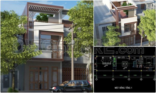 2 years ago
                

                
             1,801286. CAD design drawings for a 3-story townhouse with dimensions of 4.6m x 17.5m