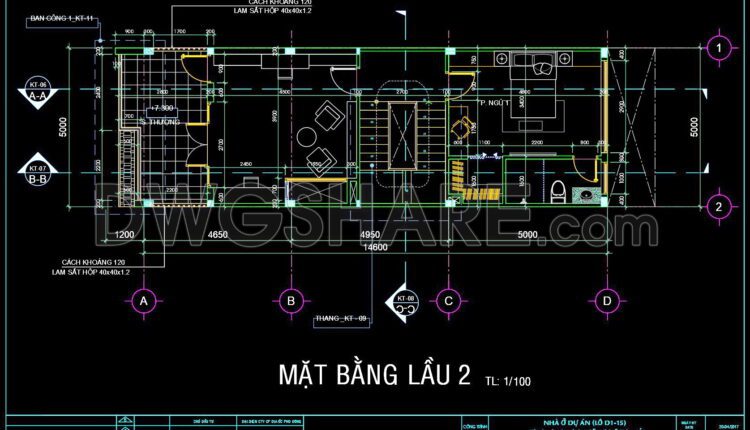 291. CAD design drawings for a 3-story townhouse with dimensions of 5m x 17m