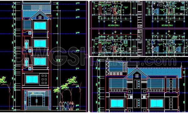 2 years ago
                

                
             1,266293. CAD design drawings for a 5-story townhouse with dimensions of 5.6m x 13.1m