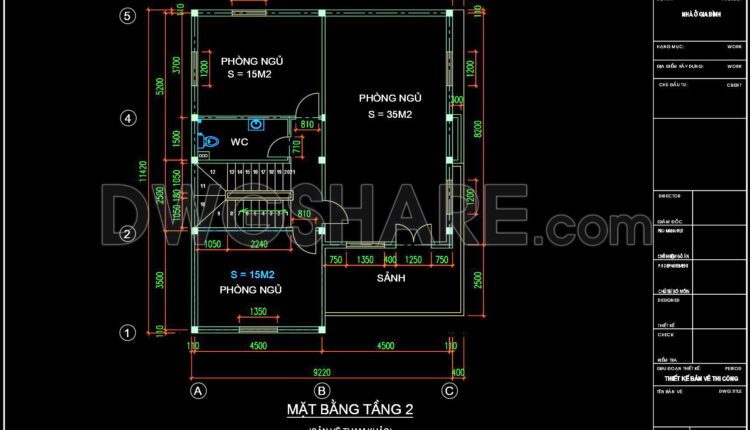 294. CAD design drawings for a 3-story townhouse with dimensions of 9.2m x 11.4m