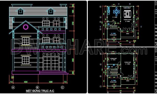 2 years ago
                

                
             1,062294. CAD design drawings for a 3-story townhouse with dimensions of 9.2m x 11.4m