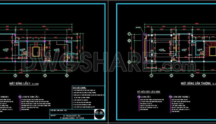 295. CAD design drawings for a 6-story townhouse with dimensions of 4.9m x 18.5m