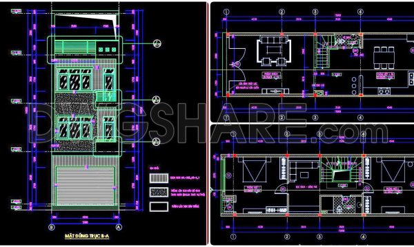 2 years ago
                

                
             862296. CAD design drawings for a 3-story townhouse with dimensions of 5m x 15m