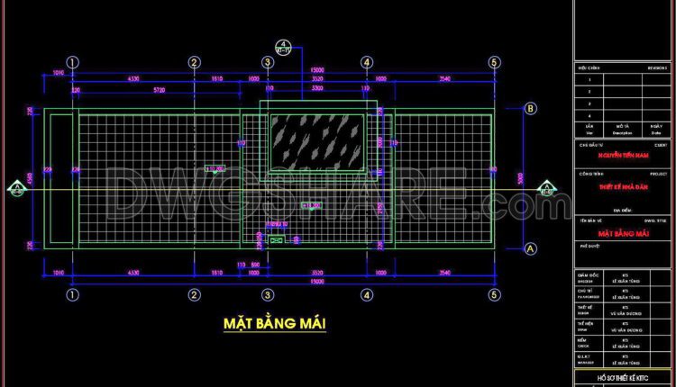 296. CAD design drawings for a 3-story townhouse with dimensions of 5m x 15m