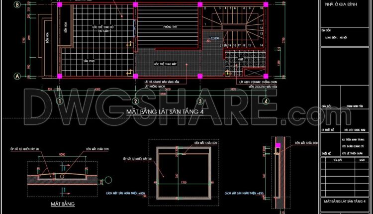 4. Download free detailed CAD drawings of floor plans for a 4-story townhouse