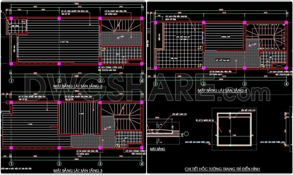 4. Download free detailed CAD drawings of floor plans for a 4-story townhouse