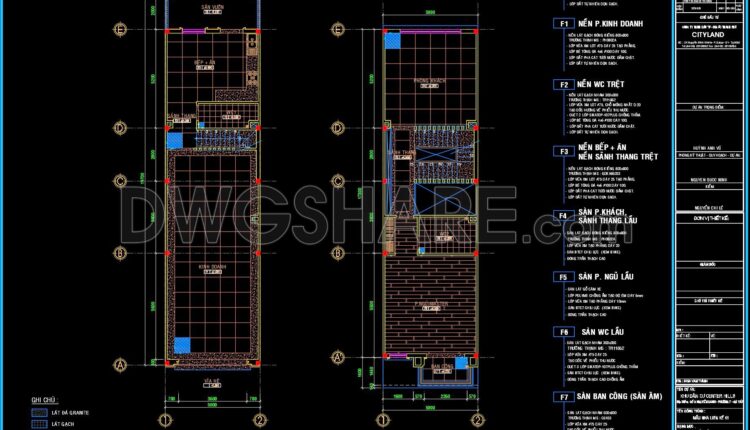 5. Download free detailed CAD drawings of floor plans for a 3-story townhouse
