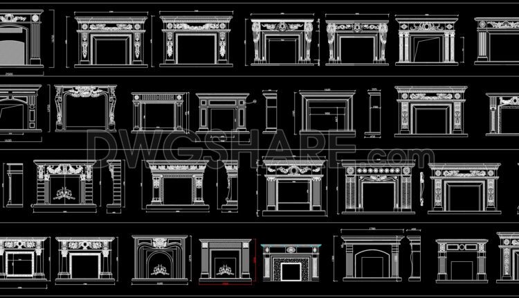 51. Download CAD drawings of various European fireplaces