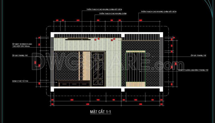 6. Download detailed CAD design drawings of the living room for a townhouse