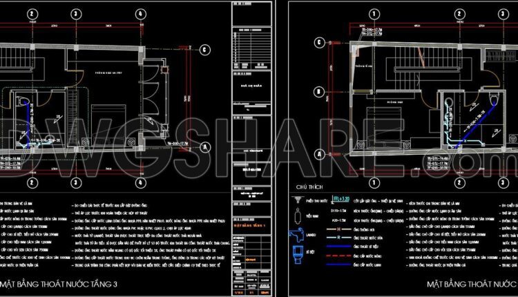 63. Download detailed CAD drawings of the drainage system for a 5-story townhouse